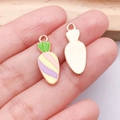 Carrot shape enamel pendant with rose gold back view for Easter DIY jewelry making - Colorful Carrot (25128)