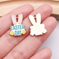 Easter Day rabbit enamel pendant with blue text and golden textured back detail - Blue Rabbit Ears (25129)
