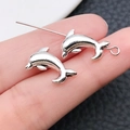 Paar gepolijste zilveren dolfijn bedeltjes voor DIY sieraden met een glanzende finish - Dolfijn Stijl (15981) / Antiek Zilver