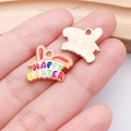 Easter bunny ears pendant with colorful Happy Easter drip oil finish and metal back - Colorful Rabbit Ears (25131)