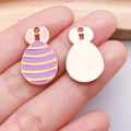 Easter bunny ears egg pendant in purple and yellow enamel with gold metal finish - Purple Striped Rabbit Egg (25132)