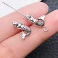 Antiek zilveren zeemeermin bedeltjes voor DIY sieraden met schubben en gesloten oog - Zeemeermin Stijl (15983) / Antiek Zilver
