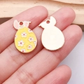 Easter rabbit ear egg alloy charm in yellow with floral patterns for DIY jewelry making - Yellow Flower Rabbit Egg (25133)