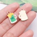 DIY St. Patrick's Day beer mug charm with green clover and gold metal back finish - Green Irish Shamrock Beer Mug (25090)