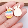 Easter rabbit egg alloy pendant in yellow and blue enamel finish for DIY jewelry - Colorful Zigzag Rabbit Egg (25134)