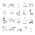 Silbernes Hunde-Anhänger-Set mit Pfoten- und Knochendesign für DIY-Schmuck und Ketten - Glanzsilber Hundemix