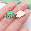 St. Patrick's Day green hat and glasses charm with rose gold finish for jewelry making - Green Irish Pentagram Hat (25093)