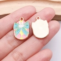DIY colorful cartoon Easter bunny enamel alloy pendants for necklace making - Cyan Bow Egg (25137)