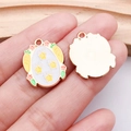 Easter enamel egg pendant with yellow stars and carrots for DIY jewelry making - White Star Carrot Egg (25138)