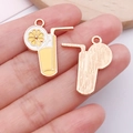 Goldener Getränke-Anhänger mit gelbem Emaille-Zitronen-Dekor für DIY-Schmucksets - Gelbe rechteckige Limonade (14969)