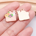 Pink enamel Easter envelope pendant with rabbit and Happy Easter text for DIY jewelry - Pink Egg Rabbit Envelope (25140)