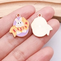 Easter rabbit enamel egg pendant charm in purple for DIY necklace jewelry making - Purple Rabbit Egg (25141)