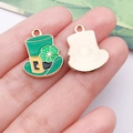 Green St. Patrick's Day hat charm with clover pattern and rose gold edges - Green Irish Four-leaf Clover Hat Lucky (25100)