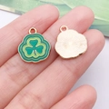 DIY green shamrock enamel charm pendant with gold plating and sunburst texture back - Dark Green Irish Shamrock (25103)