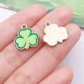 Green enamel shamrock charm with rose gold base for DIY festive jewelry making - Green Irish Shamrock (25104)