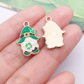 Green St. Patrick's Day gnome charm with four-leaf clover for DIY jewelry making - Green Irish Shamrock Gnome (25107)
