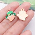Saint Patrick's Day leprechaun enamel pendant charm with green hat for DIY jewelry making - Green Irish Bearded Gnome (25108)