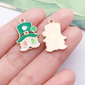 Saint Patrick's Day gnome enamel pendant with green hat and clover leaf charm - Green Irish Four-leaf Clover Heart Gnome (25109)