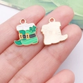 Green enamel shamrock boot pendant charm in gold-plated zinc alloy for DIY jewelry - Green Irish Shamrock Boot (25112)