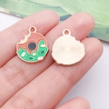 Green and pink donut enamel charm pendant for DIY lucky clover bracelets and jewelry - Green Irish Donut (25115)