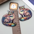 Acryl-Fuchs-Anhänger mit doppelseitigem Blumenmuster für DIY-Schmuckherstellung - Mandala Fuchs (23999)