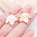Golden maple leaf alloy pendants with white enamel finish and radial textured back - White Enamel Maple Leaf (14249)