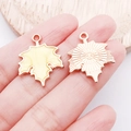 Rose gold maple leaf charm with yellow enamel finish and sunburst textured back - Yellow Enamel Maple Leaf (14250)