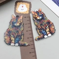Bunte Acryl-Katzenanhänger im abstrakten Ölgemälde-Stil für DIY-Schmuckherstellung - Ölbemalungsstil Katze (24002)