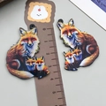 Acryl-Anhänger mit Fuchs-Mutter-Kind-Motiv und buntem doppelseitigem Druck für DIY-Schmuck - Mutter und Junges Fuchs (24003)