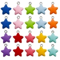 Set of 20 colorful matte resin star charms with silver rings for DIY jewelry - Mixed Resin Star Style