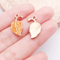 Maple leaf alloy pendant with orange enamel and gold finish for DIY jewelry - Yellow Enamel Leaf (14362)