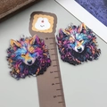 Doppelseitiger Wolfskopf Anhänger aus Acryl für DIY-Schmuck und Armbänder - Graffiti Kunst Wolf (24006)