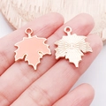 Orange pink maple leaf alloy pendant with gold plating and enamel for DIY jewelry - Orange Yellow Enamel Maple Leaf (15496)