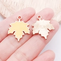 Rose gold maple leaf charm with light yellow enamel and sunburst texture on the back - Yellow Enamel Maple Leaf (15499)