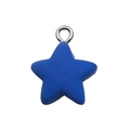 Colgante estrella azul mate con anillo de plata para joyas DIY y llaveros - Azul Zafiro