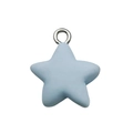 Colgante de estrella en resina azul claro mate con aro plateado para creación de joyas - Azul lago