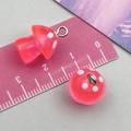 Colgante de hongo de resina roja luminosa con purpurina fina y lazo plateado para joyas - Seta Luminosa Rosa Fucsia con Brillo