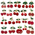 19 verschiedene rote Emaille Kirsch-Anhänger aus Legierung für DIY-Schmuck und Ketten - Gemischt 20 Stück Emaille Reine Kirschserie (SN1378)
