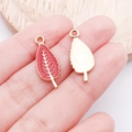 Red and gold maple leaf alloy charms for DIY necklaces and handmade jewelry - Red Thanksgiving Enamel Leaf (19211)