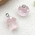 Colgante luminoso de seta rosa en resina con puntos blancos y anillo de metal para DIY - Rosa
