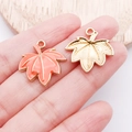 DIY gold alloy maple leaf charms with orange pink enamel finish for jewelry making - Orange Yellow Enamel Thanksgiving Maple Leaf (20296)