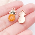 DIY enamel pineapple alloy charms in orange and green for jewelry making projects - Yellow Enamel Pineapple (10845)