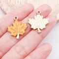 Orange enamel maple leaf charm for DIY jewelry with golden veins and matte back - Yellow Enamel Thanksgiving Maple Leaf (25055)