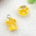 Colgante de hongo de resina amarilla con puntos blancos y anillo de plata para joyería DIY - Seta Luminosa Naranja Pequeña