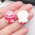 Pink cartoon resin jellyfish pendant charms for DIY jewelry with silver metal rings - Rose Pink Jellyfish (24755)