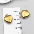 Pendentif cœur en acier inoxydable doré poli pour bijoux DIY avec règle de mesure - 10x11x4mm