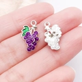 DIY purple grape fruit pendant charm made of silver alloy and colorful oil drip - Silver Finish Purple Enamel Grape (21870)
