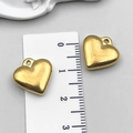Pendentif en forme de cœur doré en acier inoxydable poli pour la création de bijoux - 12X13x5mm