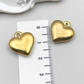 Lot de deux pendentifs cœur 3D dorés avec règle de mesure pour création de bijoux DIY - 16x17x5mm