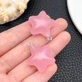 Detail of pink luminous resin star charms with silver metal rings for DIY jewelry making - Pink Luminous Star (24064)